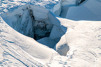Packed ice and crevasses