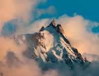 Aiguille du Midi in the golden hour of sunset