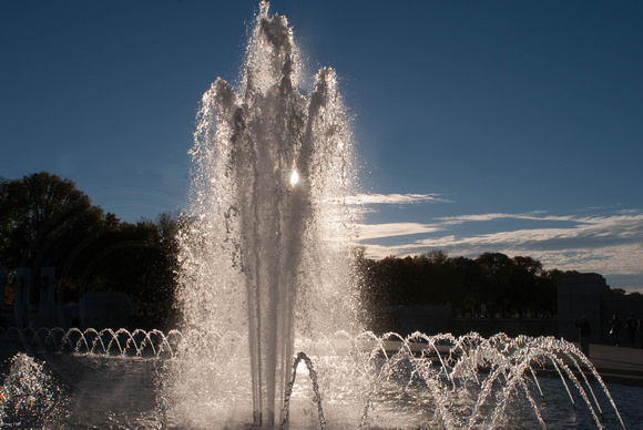 Backlit fountain at the WW@ Memorial, Washington DC