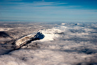 Aerial view of Jura Mountains shrouded in cloud, near Geneva