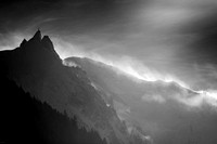 Mountains being absorbed by clouds, Aiguille du Midi
