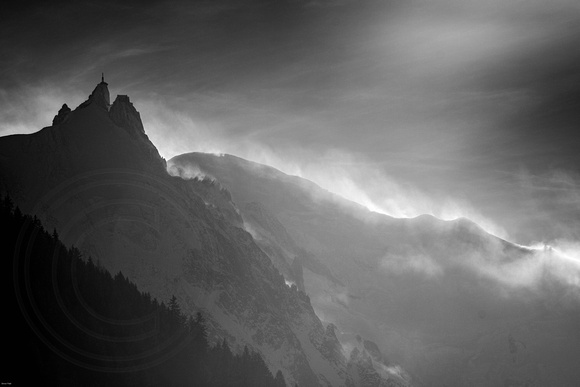 Mountains being absorbed by clouds, Aiguille du Midi