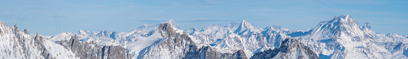 SE view from the Aiguille du Midi towards Italy and Austria
