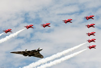 Red Arrows escorting the Avro Vulcan, Farnborough 2010