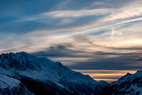 Mont Blanc and Chamonix valley at sunset