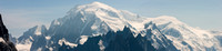 Panorama of Mont Blanc with the Aiguilles du Chamonix in the foreground